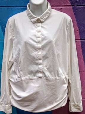 Alris Punto Button Top Side Zipper Stretch Shirt sz 16